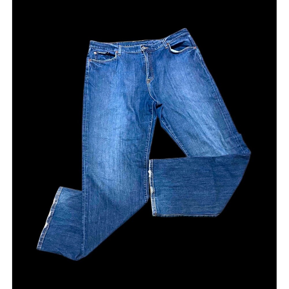 Lucky Brand Gene Montesano Jeans Mens 42x34 Blue Relaxed Straight Y2K Distressed